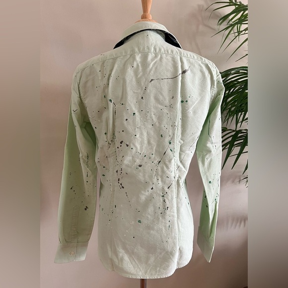 Ralph Lauren Vintage Green Paint Splatter Button Down Polo Shirt | 6 - Picture 4 of 8